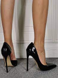 Womens Black Pumps Slip-On Pointed Toe Stiletto Heel Fashion Plus Size Sexy  High Heels - Milanoo.com