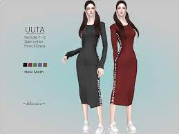 The Sims Resource - UUTA - Pencil Midi Dress