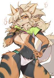 162318 - suggestive, artist:yuio, arcanine, fictional species, mammal,  anthro, nintendo, pokémon, 2022, big breasts, breasts, cameltoe, clothes,  cream hair, ears, female, hair, smiling, solo, solo female, tail, thick  thighs, thighs - Furbooru