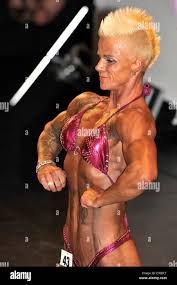 Roosendahl, The Netherlands. 19th Oct, 2014. Female bodybuilding contestant  Cindy Limpens showing her best at the bodybuilding and fitness contest of  the Walter's Open Dutch Championship Bodybuilding and Fitness on oktober 19,