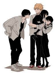 denji, higashiyama kobeni, yoshida hirofumi, and nayuta (chainsaw man)  drawn by tasuketemama | Danbooru
