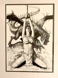 Brunhilde and the Dragon Fafnir, in Robert Weinberg's Arantza Sestayo Comic  Art Gallery Room