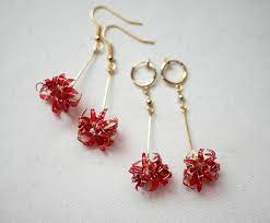 Red spider lily - Shop nachugo Earrings & Clip-ons - Pinkoi