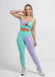 Legging Básica Compressão Bella Menta + Lavanda - Dalu Fitness