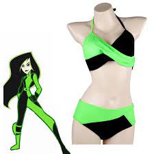 Kim Possible Shego Super Villain Green and Black Derivative Spliced Bikini  Vest Split Swimsuit Swimming Cosplay Costume _ - AliExpress Mobile