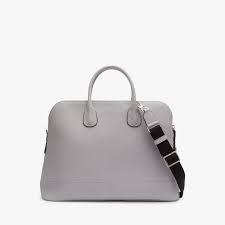 Men's Pebble Grey Leather tote bag | Valextra My Logo