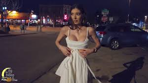 Exhibitionist wife strips naked on public street