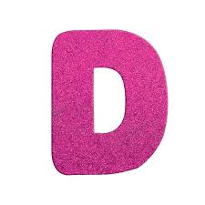 Letra D Maiúscula Rosa Glitter Brilho EVA Decoração 2x12,5CM - Lembrança  Chique