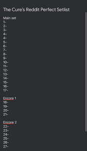 Which would be your perfect The Cure setlist for a concert? [CONTEST 1] :  rTheCure