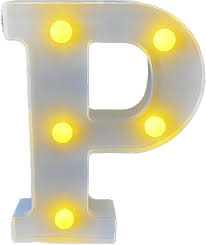 Letra Led P Plástico Branco 16Cm Luz Amarela Decorativo - Lembrança Chique