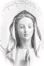 pencil sketch with vignette of Blessed Virgin Mary by Vivida Photo PC