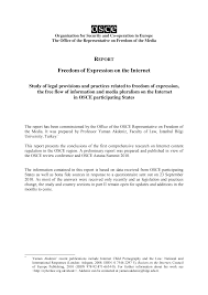 Freedom of Expression on the Internet. Study of legal provisions and  practices related to freedom of expression, the free flow o