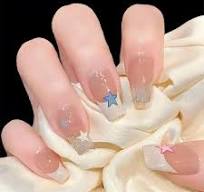Nails Factory Middle Ballerina Coffin Pink Lovely Heart Pearl with White  French Tip Nails Manicure False Stick on Nails