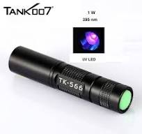 1W 395nm or 3W 365nm UV flashlight TANK007 TK566-A1 or TK566 ...