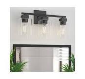 Espird Matte Black Bathroom Vanity Light, 3-Light Vanity Lighting fixtures  Over Mirror, Square Design & UL Certification, Wall Sconces with Clear ...