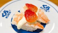 Is the shrimp, strawberry, and cheese sushi at Kura Sushi right now mad genius, or simply mad?