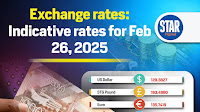 Exchange rates: Indicative rates for February 26, 2025