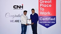 CNH Industrial India certified as a 2020 Great Place to Work®