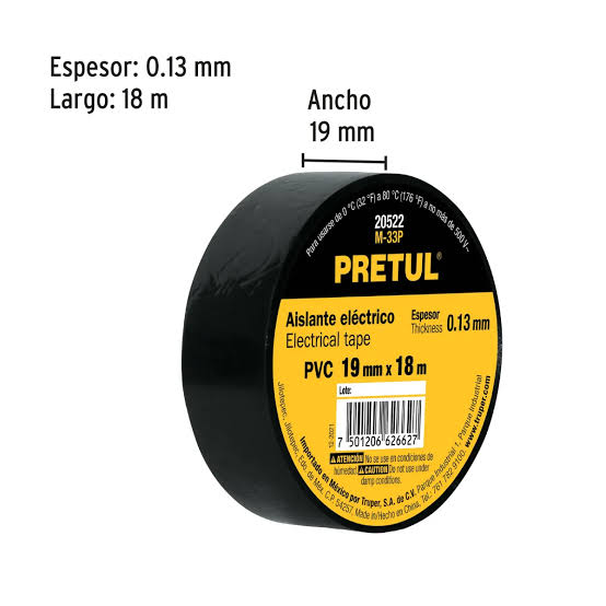 Cinta de Aislar Negra 19MM x 18M 95/24 20522
