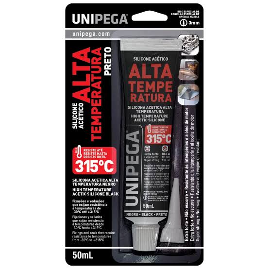 Silicona Acetica Negro Alta Temperatura 50 ML Unipega 5090623