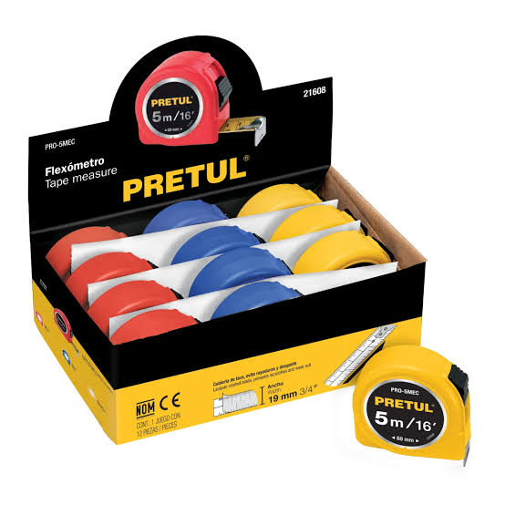 PRO-5MEC Flexometro caja ABS 5mt colores 21608