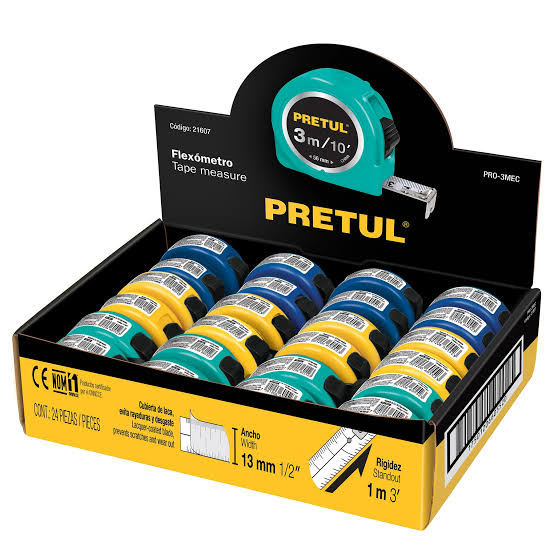 PRO-3MEC Flexometro caja ABS 3mt colores 21607