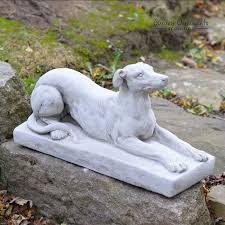Greyhound On Plinth Hand Cast Stone