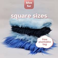 Blue Faux Fur Fabrics In Square Sizes