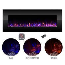 54 In No Heat Led Fire And Ice Electric Fireplace With Remote In Black