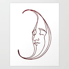 Moon Face Sleep Time Vector Line Icon