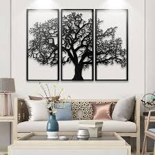 3 Pieces Modern 3d Metal Tree Wall