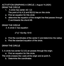 Activityon Graphing A Circle August