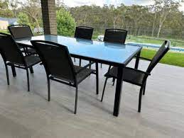 Outdoor Glass Dining Table And 6 Chairs