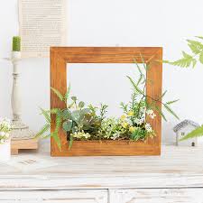 Wall Mounted Faux Plant Decor Wood