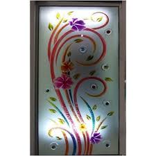 Colored Flower Printed Window Glass In