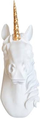 White Faux Taxidermy Unicorn Head Wall