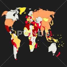3d Render Of World Map On Black Wall