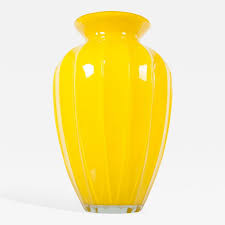 Vintage Yellow Art Glass Decorative Vase