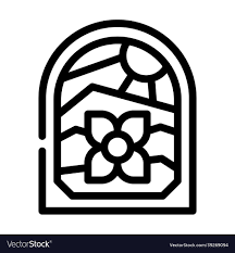 Stained Glass Line Icon Royalty Free