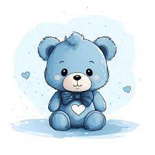Cute Blue Teddy Bear Watercolor Png