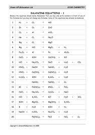 Free Chemistry Balancing Equations