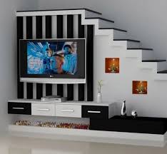 White Wall Mounted Wooden Lcd Tv Unit