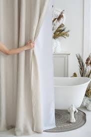 Waterproof Linen Shower Curtain Panel