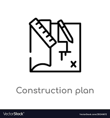 Outline Construction Plan Icon Isolated
