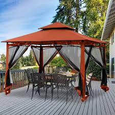 Red Steel Outdoor Patio Gazebo