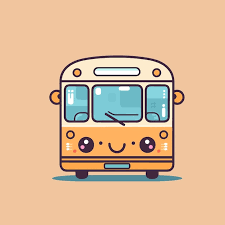 School Bus Kawaii Flat Icon
