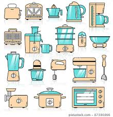 Kitchen Appliances Icon Set Vector