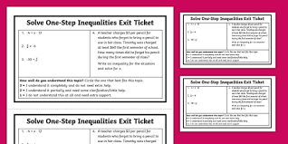 Solve One Step Inequalities Exit Ticket