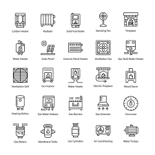 Heating Appliances Line Vector Icons