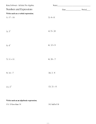 Numbers And Expressions Kuta